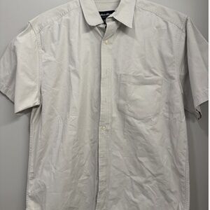 Eddie Bauer Men’s Cotton Button Down Shirt Cream Casual Summer